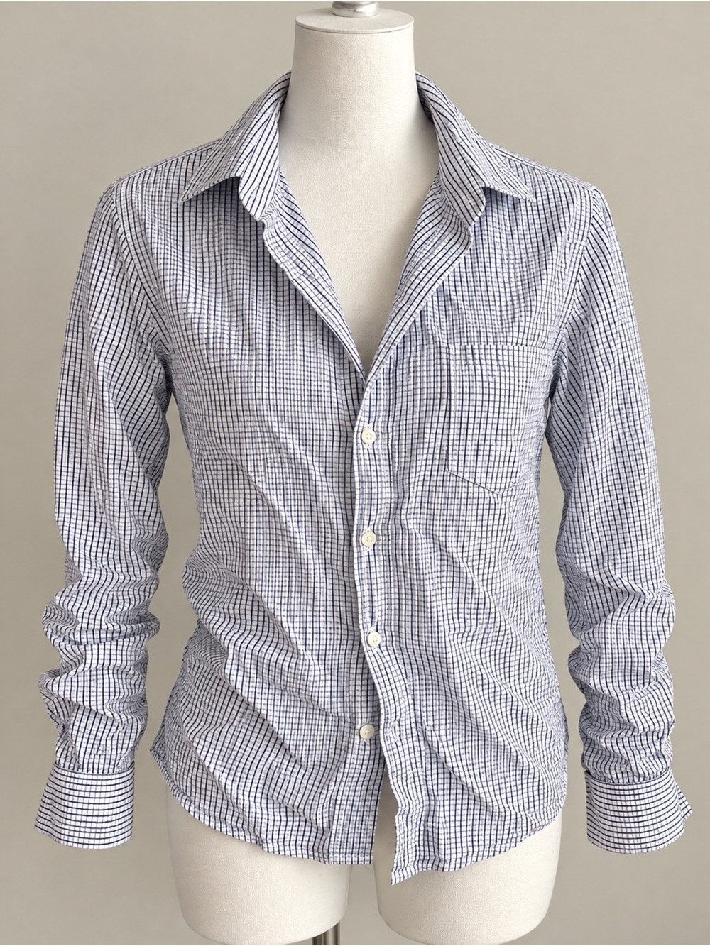 Frank & Eileen Navy and White Micro-Check Button-Down Shirt